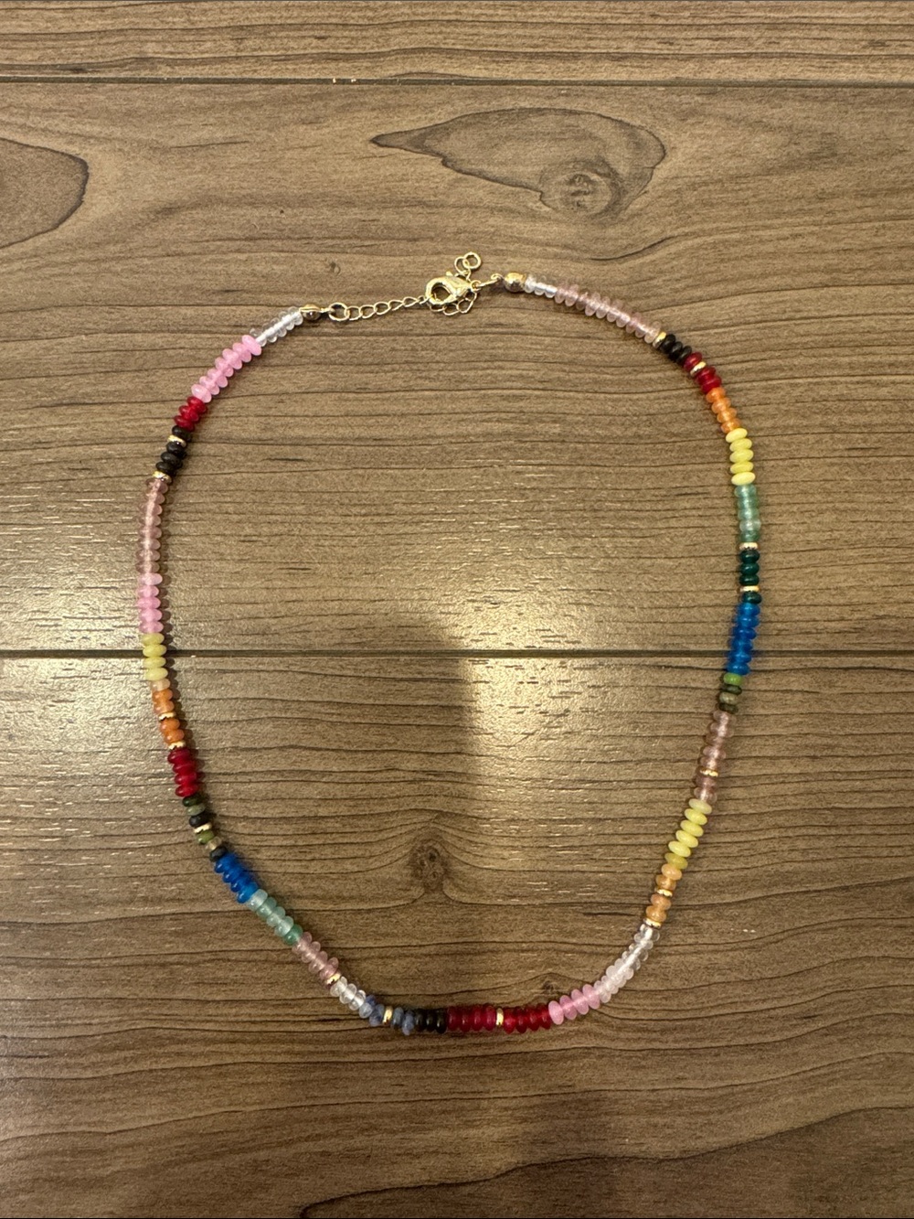 Multi-Color Beaded Necklace - Gold Clasp